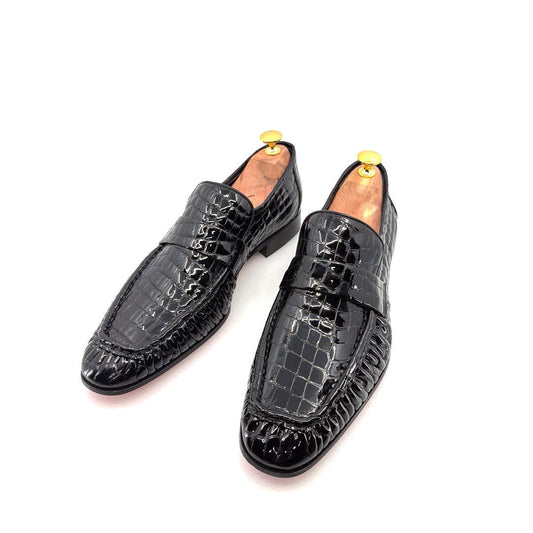 C Collection Crocodile Leather Loafer - Black Otarealm