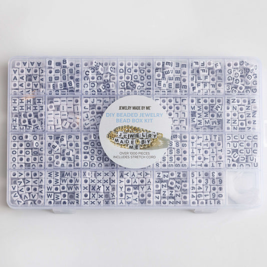 Classic Cube Letter Bead Black and White Alphabet Bead Large Box DIY Kit Otarealm