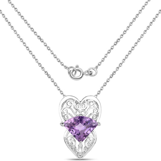 5.80 Carat Genuine Amethyst .925 Sterling Silver Pendant