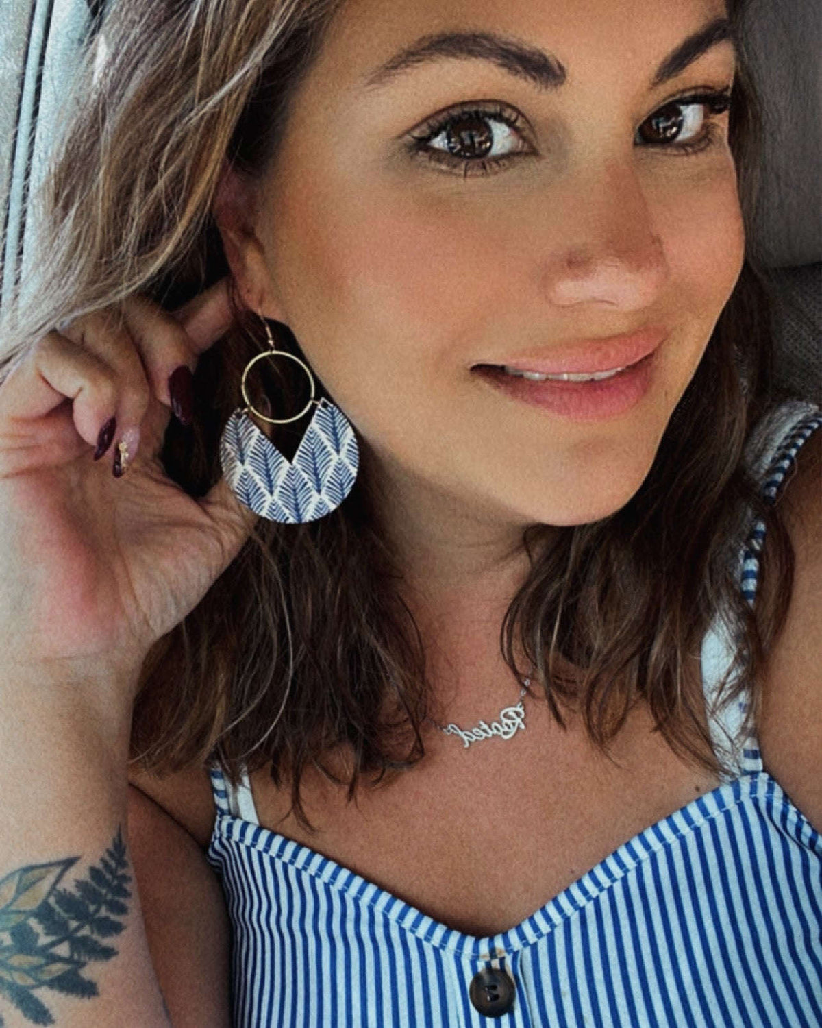 Indigo Fern Earrings Otarealm