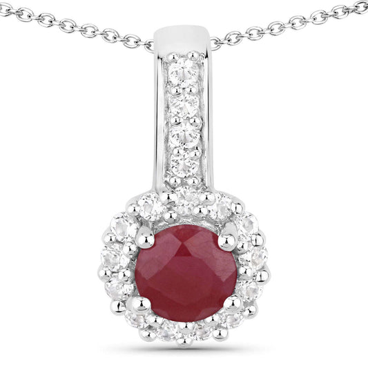2.17 Carat Genuine Ruby and White Topaz .925 Sterling Silver Jewelry Set Otarealm