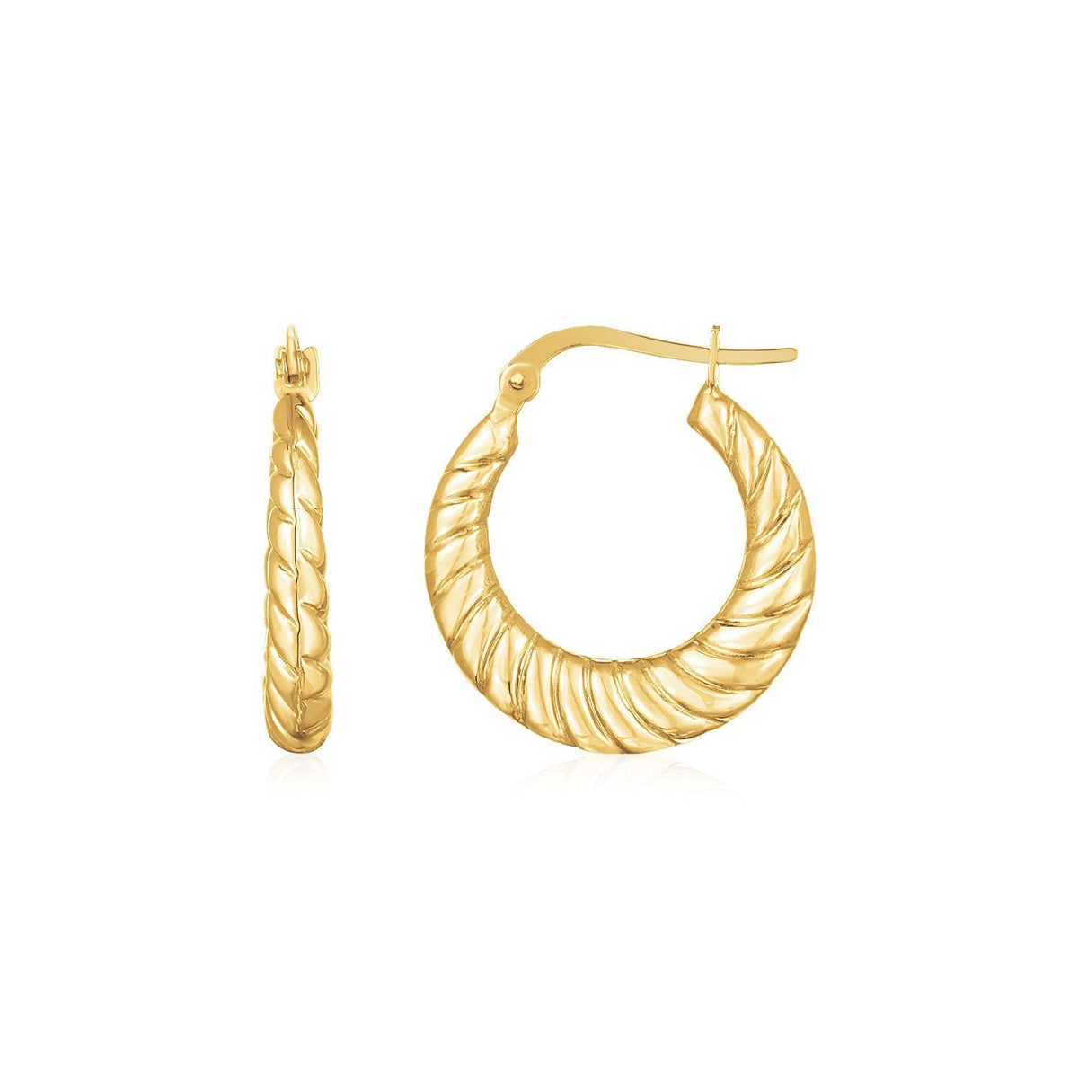 14K Yellow Gold Polished Twisted Cable Graduated Hoops Otarealm