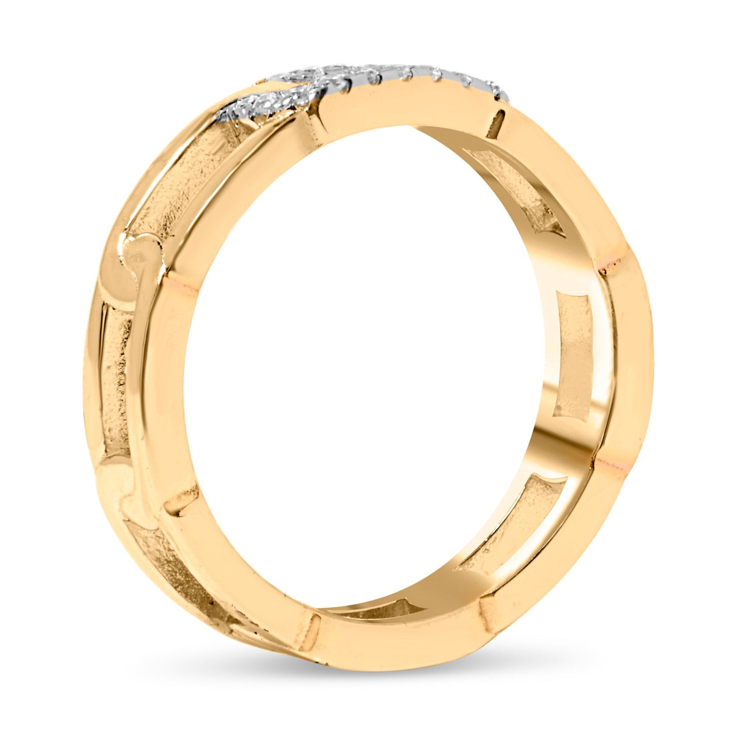 10K Yellow Gold Diamond Accent Paperclip Band Ring (I-J Color, I2-I3 Clarity) - Size 7 Otarealm