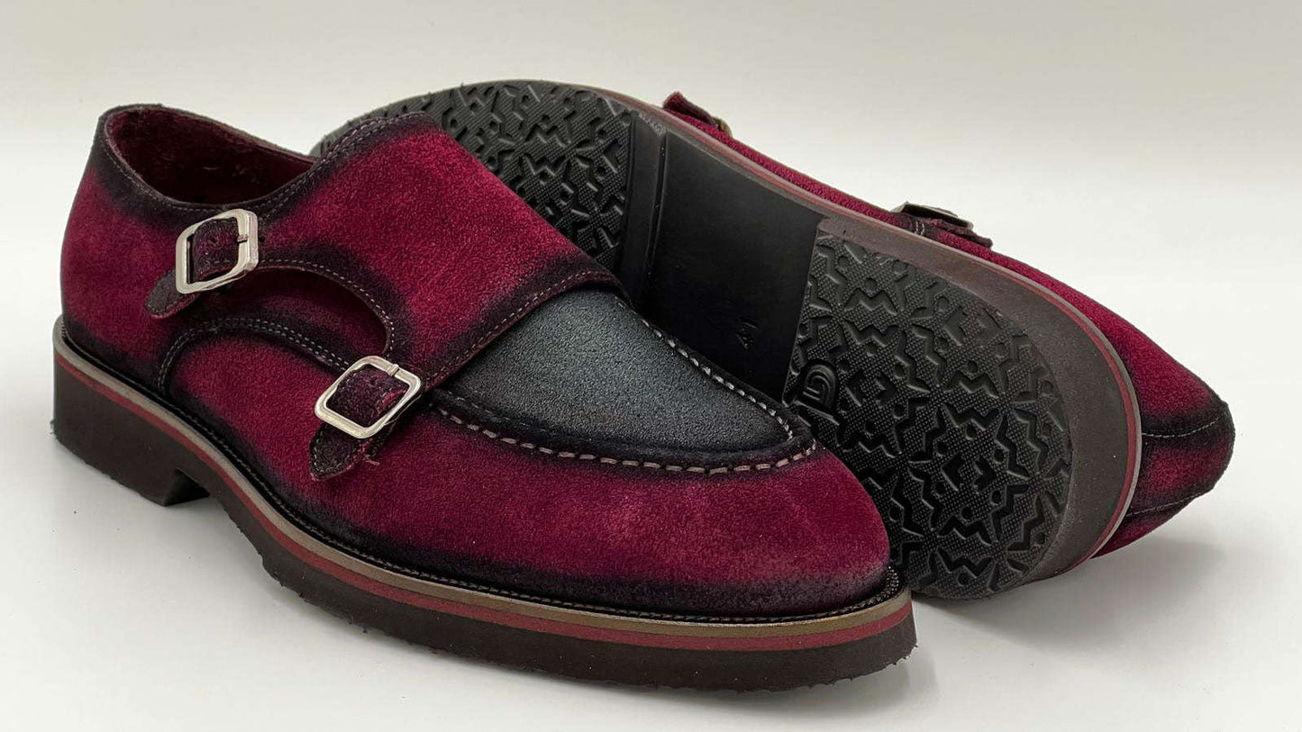 C Collection Suede Monkstrap Shoe - Red Otarealm