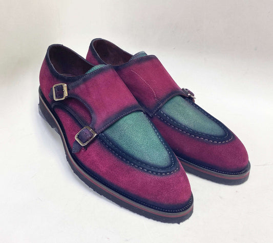 C Collection Suede Monkstrap Shoe - Red Otarealm