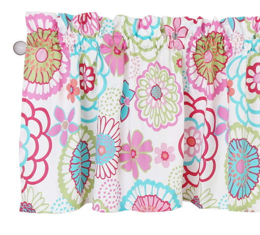 Mariah Pink Floral Bright Multi-Color Flower Window Valance Otarealm