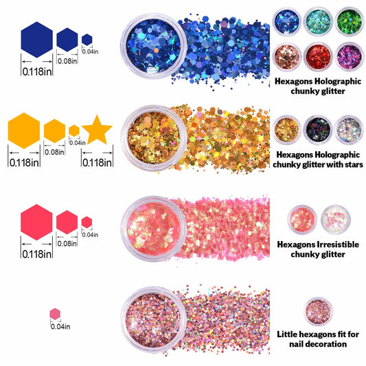 12-Piece: Holographic Chunky Glitters Otarealm