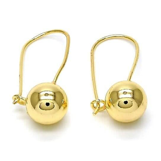 14K Gold Filled High Polish Finish Leverback Earring, Ball Design, Polished Finish, Golden Tone Otarealm