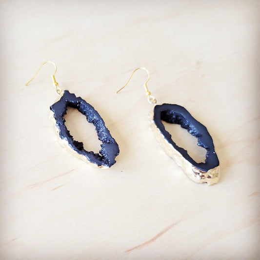 **Elegant Crystalized Geode Dangle Earrings 219cz