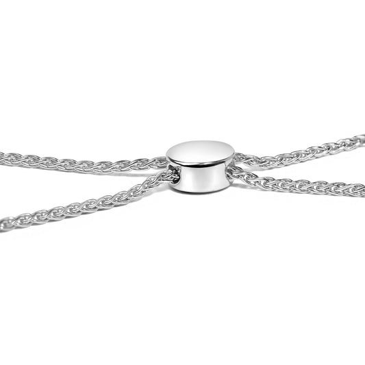 .925 Sterling Silver 1/2 Cttw Diamond Double Wave Bolo Bracelet Otarealm