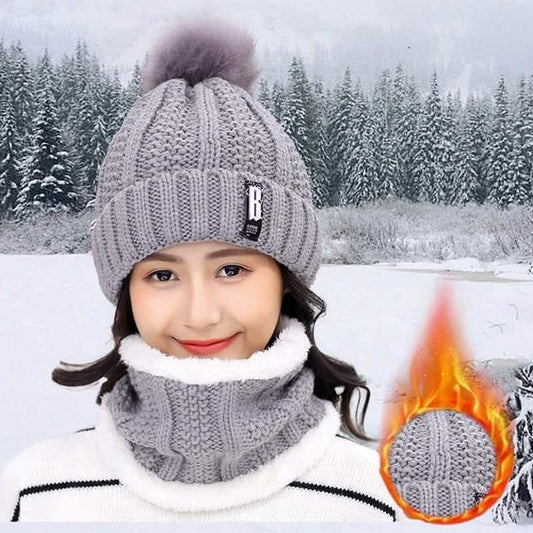 2-Piece Set: Women's Knitted Hat Scarf Caps Neck Warmer Winter Hat Otarealm