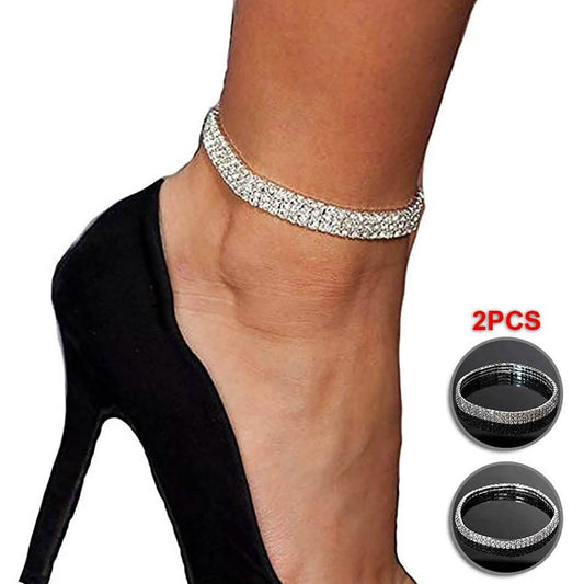 2-Piece: Women's Twinkle Diamond Anklet Otarealm