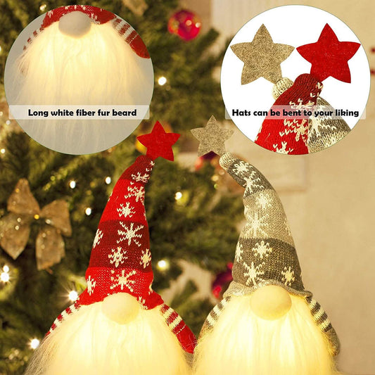 2-Pieces: 11" Lighted Christmas Gnome Santa Otarealm