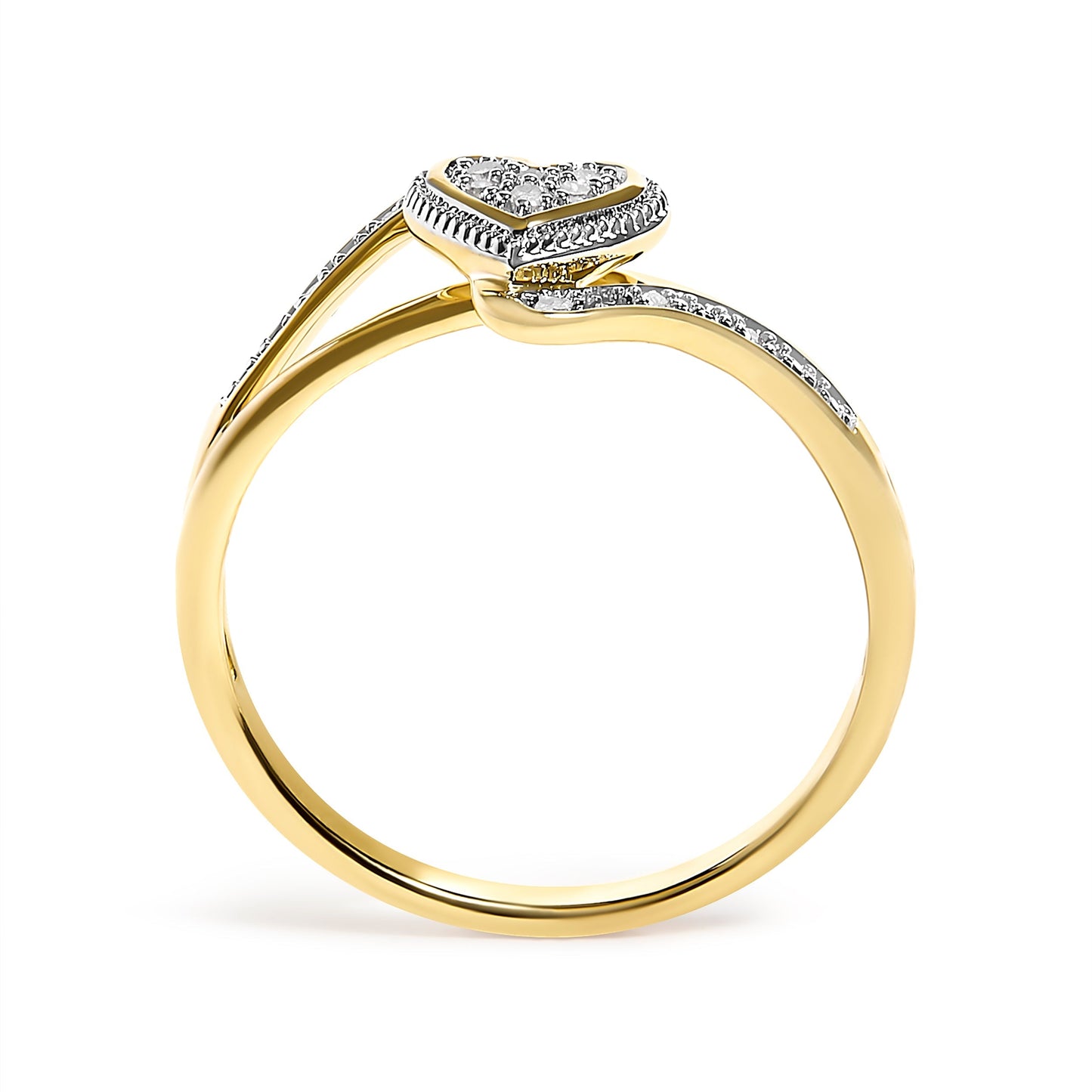 10K Yellow Gold Diamond Accent Filigree Heart Promise Ring (I-J Color, I3 Clarity)- Size 7 Otarealm