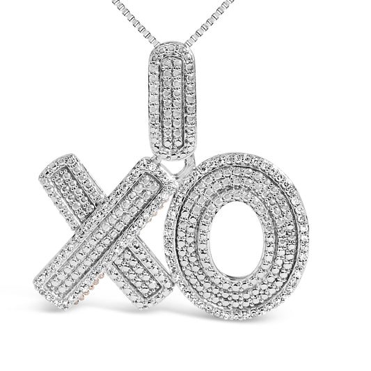 Sterling Silver 1/4 Cttw Diamond Pavé XO Pendant Necklace