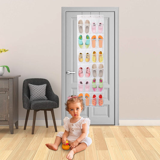24-Pocket: Over the Door Shoes Rack Crystal Clear Organizer Otarealm