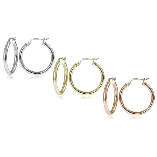 25mm Classic French Lock Hoops in Solid Sterling Silver Otarealm