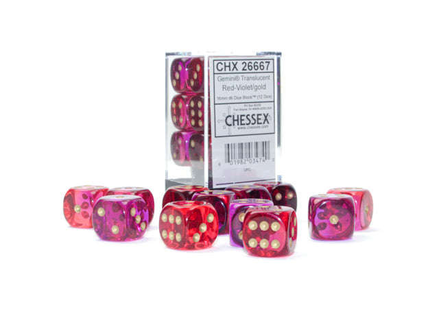 Gemini® Polyhedral Translucent Red-Violet/gold 7-Die Set /16mm/12mm Otarealm