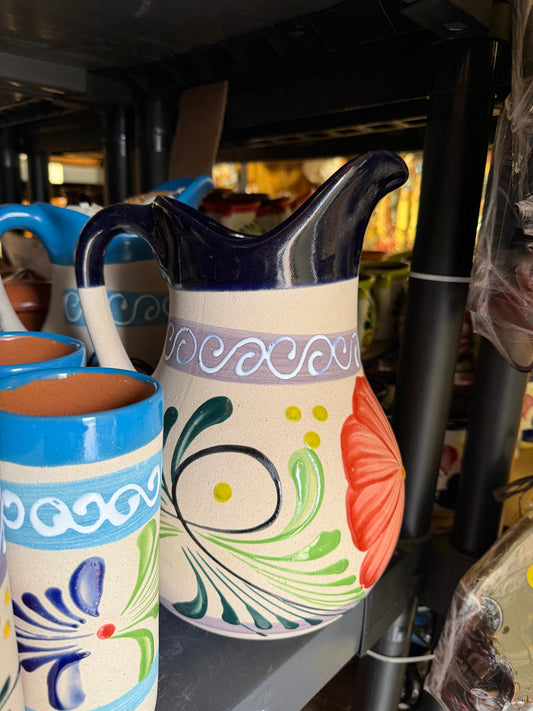 Engobe-Style Mexican Pitcher Set