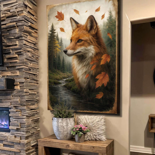 Autumn Fox Double Exposure Wall Art Otarealm