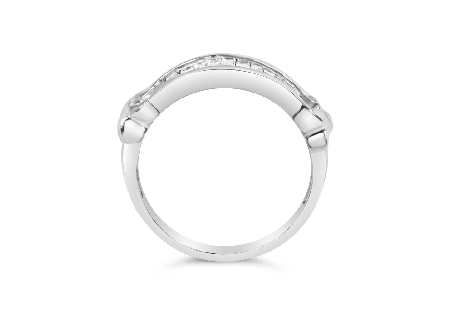 .925 Sterling Silver 1/2 Cttw Baguette Cut Diamond Channel Set X-Station Wedding Ring (H-I Color, I1-I2 Clarity) - Size 6-1/2 Otarealm