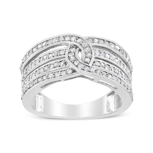 .925 Sterling Silver 1/2 Cttw Diamond Multi-Row Bypass Band Ring (I-J Color, I3 Clarity) - Size 7 Otarealm
