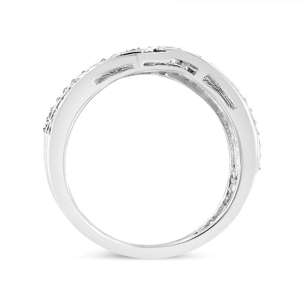 .925 Sterling Silver 1/2 Cttw Diamond Multi-Row Bypass Band Ring (I-J Color, I3 Clarity) - Size 7 Otarealm