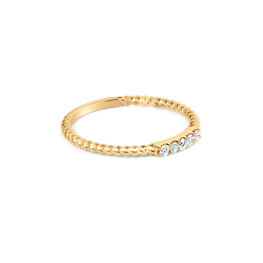 10K Yellow Gold 1/10 Cttw Diamond 5 Stone Braided Shank Band Ring (I-J Color, I2-I3 Clarity)- Ring Size 6 Otarealm
