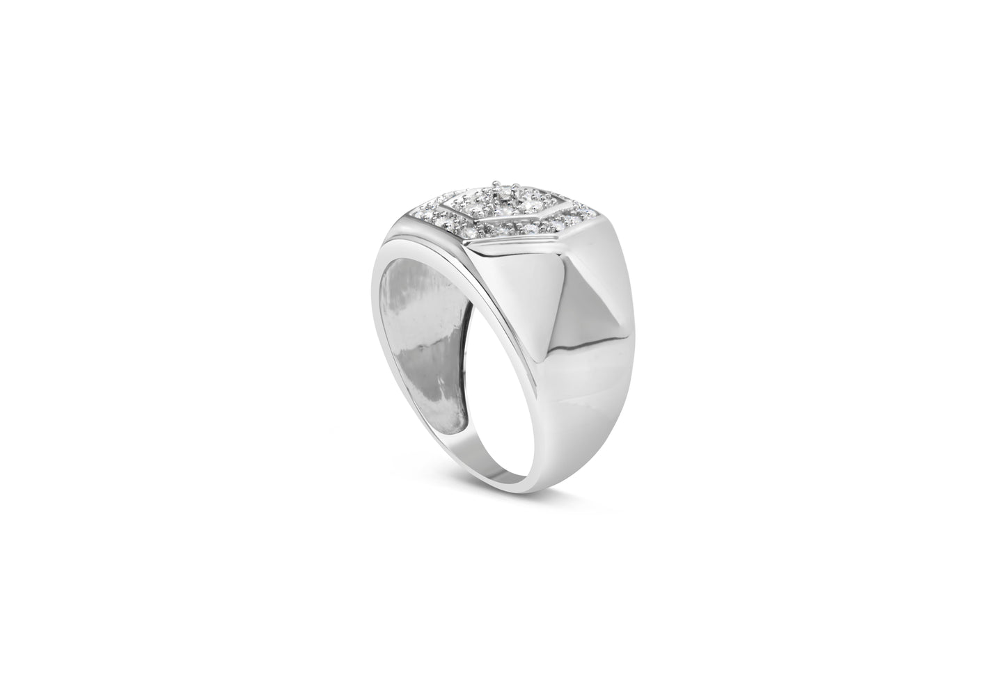 Men's .925 Sterling Silver 1/2 Cttw Multi-Diamond Hexagon Frame Ring (I-J Color, I3 Clarity) - Ring Size 10 Otarealm