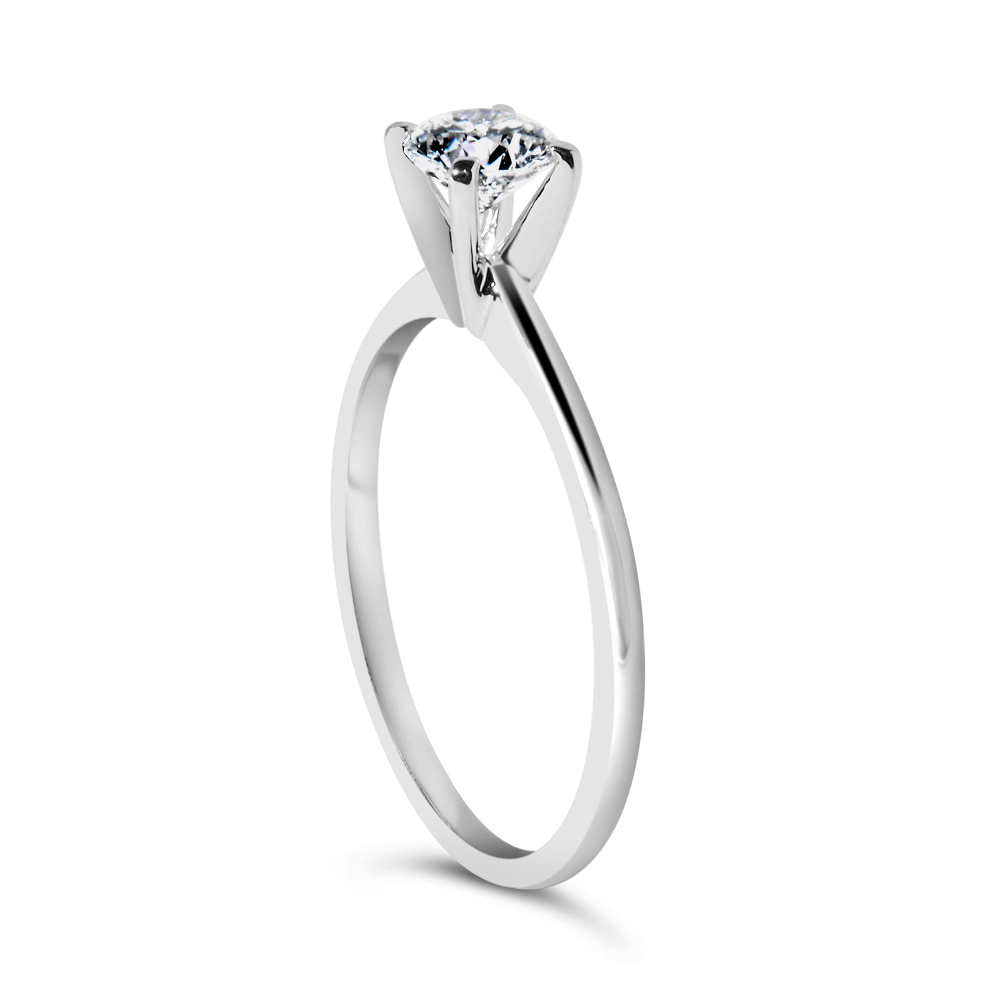 14K White Gold 1/2 Cttw Round Lab Grown Diamond 4 Prong Solitaire Engagement Ring (F-G Color, VS2-SI1 Clarity) - Size 7 Otarealm