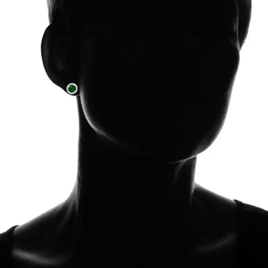 3.00 CTTW Emerald Halo Sterling Silver Studs Otarealm