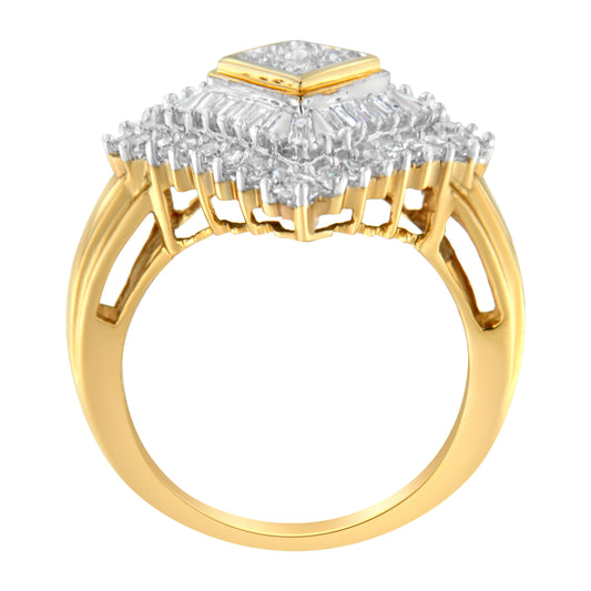 10K Yellow Gold Diamond Ballerina Ring (1 Cttw, I-J Color, I1-I2 Clarity) - Size 7 Otarealm