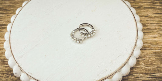 Beautiful Dainty Pearl and Gold or Silver Huggie Earrings Otarealm