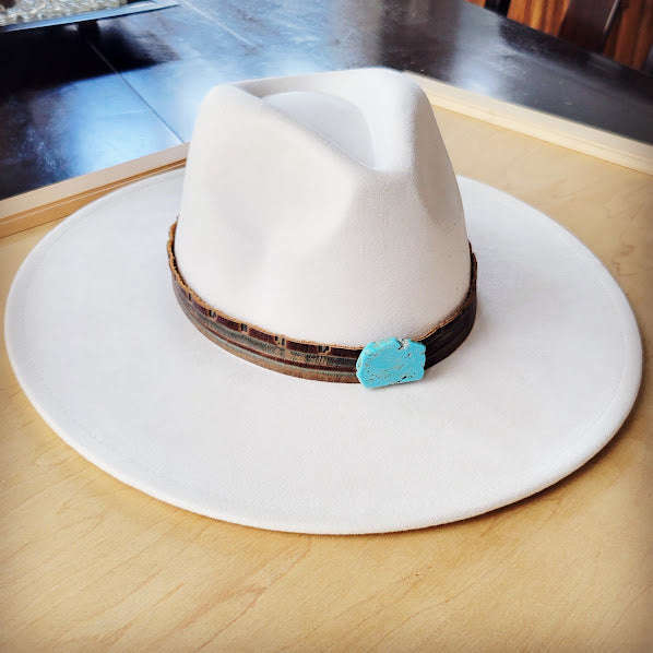 Navajo Embossed Leather Hat Band Only w/ Turquoise Slab 950e Otarealm