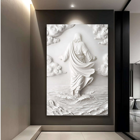 3D Minimalist Jesus Walking on Water Wall Art Otarealm