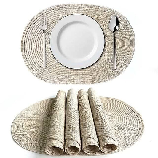 4-Pack: Cotton Oval Dining Mat Otarealm
