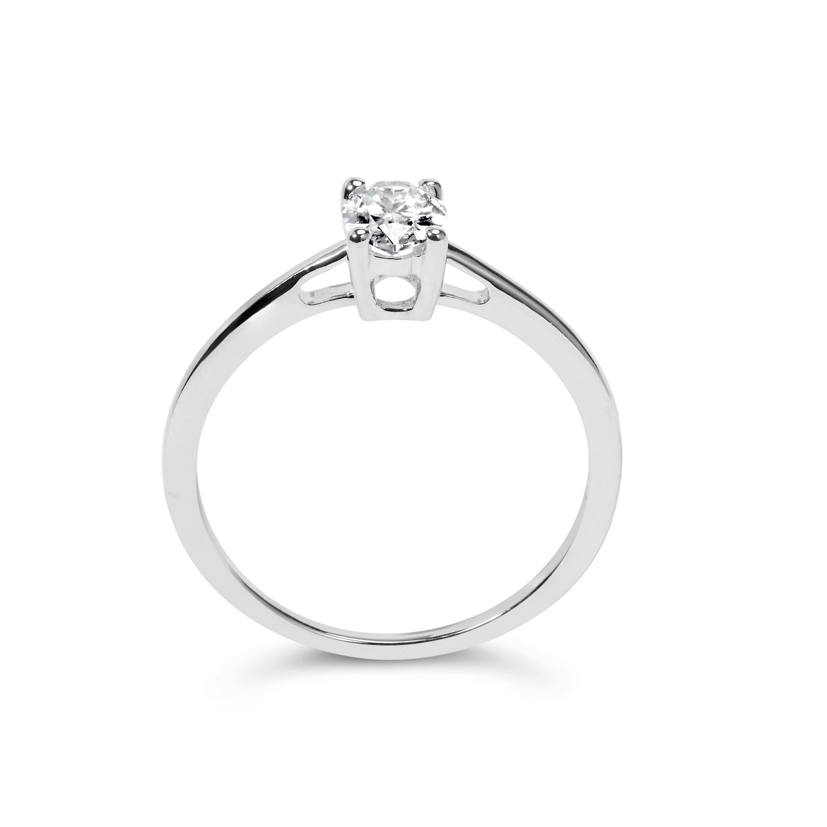 14K White Gold 1/2 Cttw Oval Lab Grown Diamond 4 Prong Solitaire Engagement Ring (F-G Color, VS2-SI1 Clarity) - Size 7 Otarealm