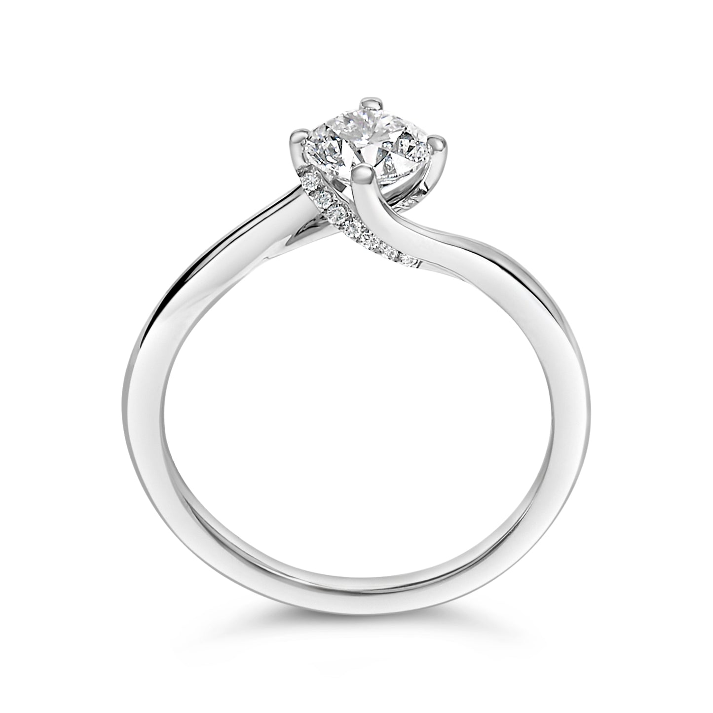 14K White Gold 4/5 Cttw Round Lab Grown Diamond Bypass Solitaire Engagement Ring (F-G Color, VS1-VS2 Clarity) - Ring Size 5 Otarealm