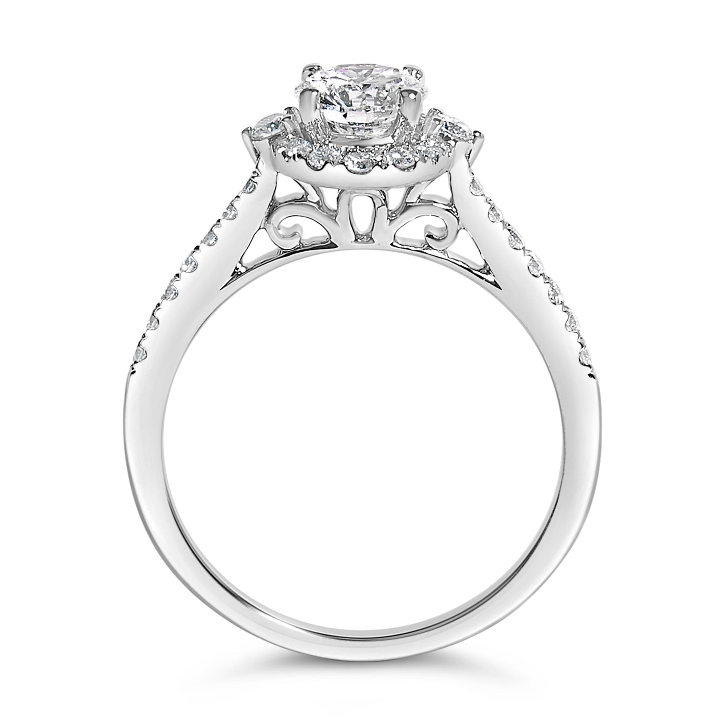 14K White Gold 1.00 Cttw Lab-Grown Diamond Oval Shaped Halo Engagement Ring (F-G Color, VS1-VS2 Clarity) - Ring Size 7 Otarealm