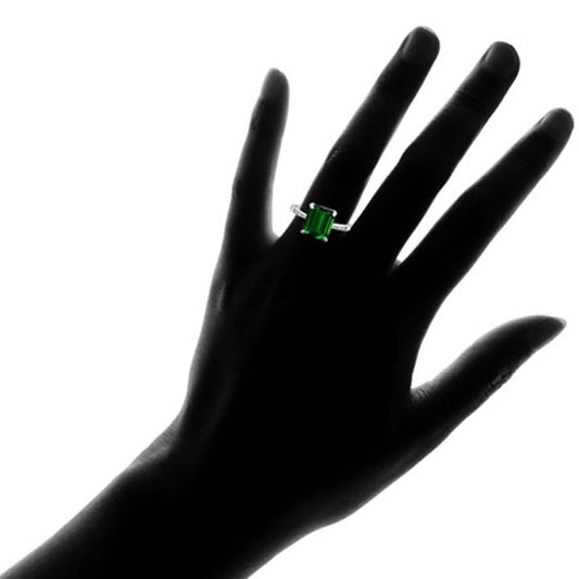 4.00 CTTW Genuine Emerald Sterling Silver Ring - Assorted Sizes Otarealm