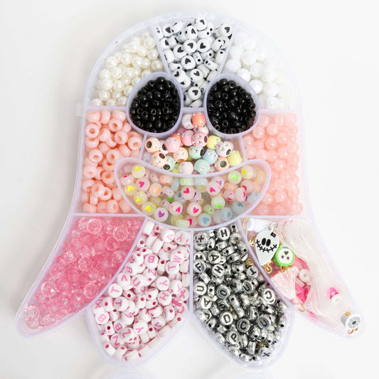 Pastel Pink Glow in the Dark Halloween Ghost Compartment Box DIY Letter Bead Box Otarealm