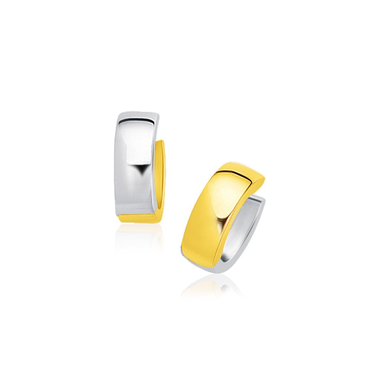 14k Two-Tone Gold Snuggable Style Earrings Otarealm