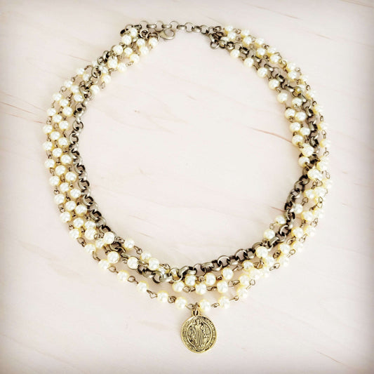 Champagne Pearl Beaded Collar Necklace w/ Pendant 263x Otarealm