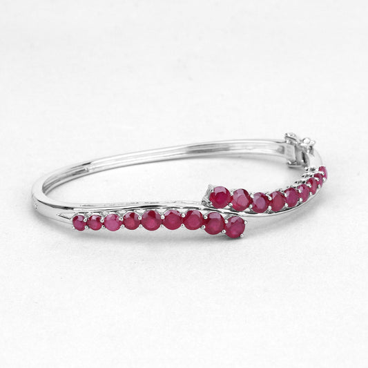 9.10 Carat Glass Filled Ruby .925 Sterling Silver Bangle