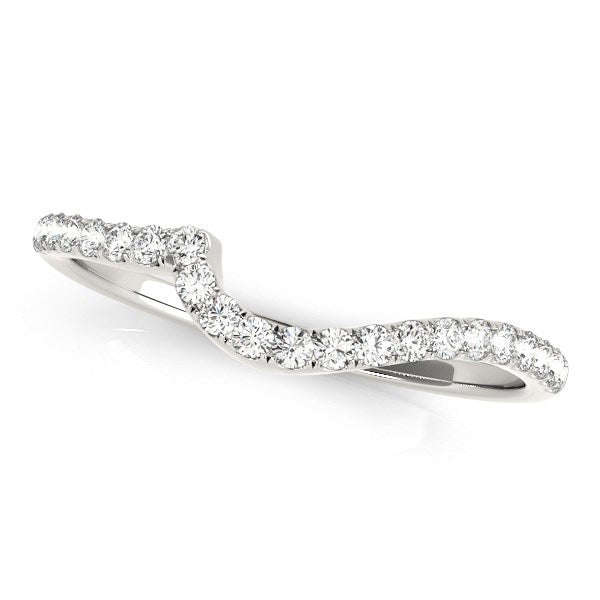 14k White Gold Round Pave Setting Curved Diamond Wedding Ring (1/5 cttw) Otarealm