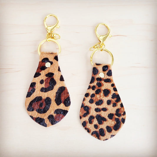 Hair-on-Hide Leather Key Chain - Leopard 700z
