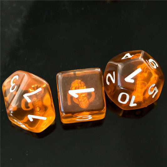 Monk (Fist) Clear Golden Dice w/ Golden Fist 7-Dice Set Rpg Otarealm