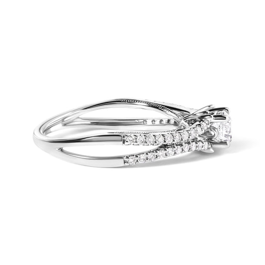 14K White Gold 5/8 Cttw Diamond Split Shank Engagement Ring (G-H Color, VS2-SI1 Clarity) - Size 7