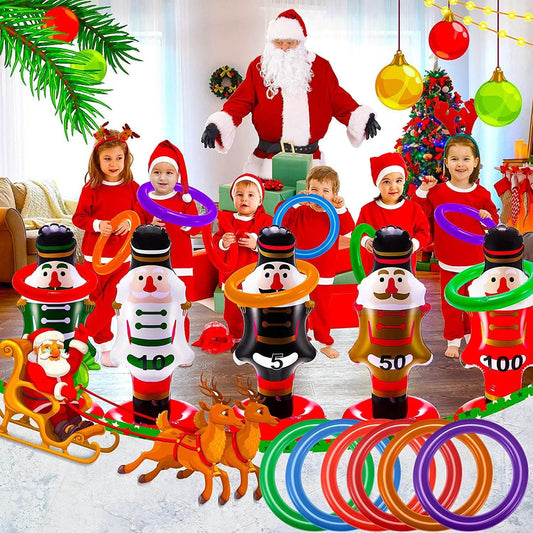 5-Pack: Christmas Nutcrackers Ring Toss Christmas Party Games Toys Otarealm