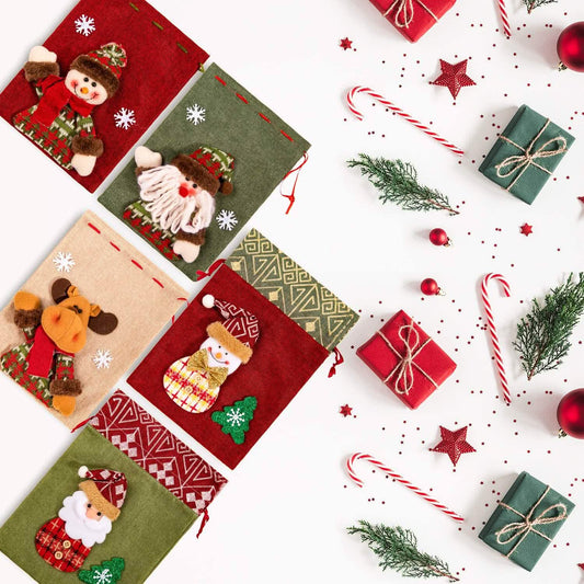 5-Pack: Drawstring Christmas Bags Otarealm